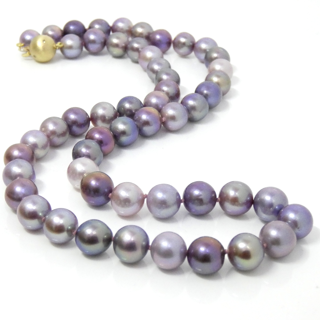 Multicoloured Purple Round Edison Pearl Necklace